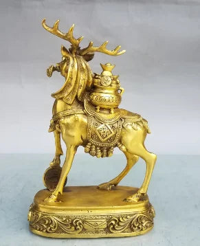 Copper Deer Ornaments Pure copper auspicious into Baofu Deer Ruyi Jubao Pot Home Wealth Gathering Desktop Decoration Crafts