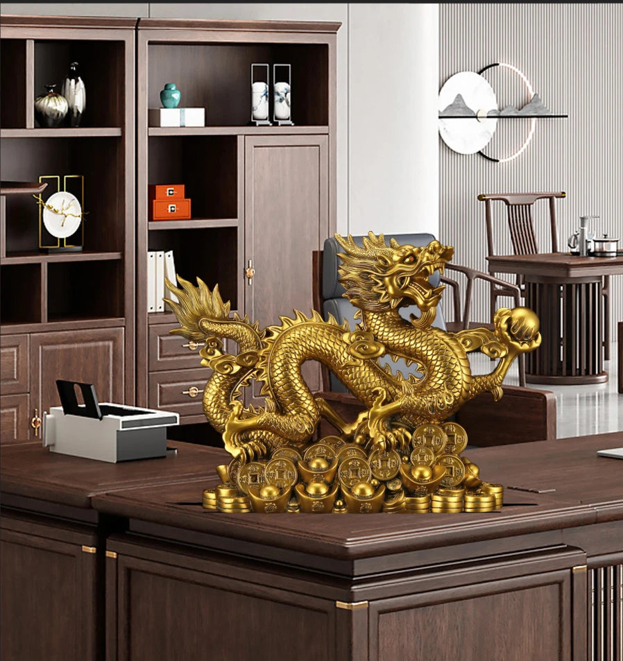Copper Dragon Five-clawed Dragon Ornaments Attract Wealth Boss Office Living Room Gateway Crafts Zodiac Mascot