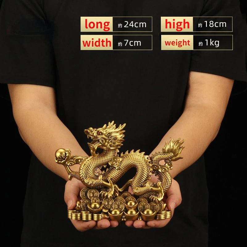 Copper Dragon Five-clawed Dragon Ornaments Attract Wealth Boss Office Living Room Gateway Crafts Zodiac Mascot