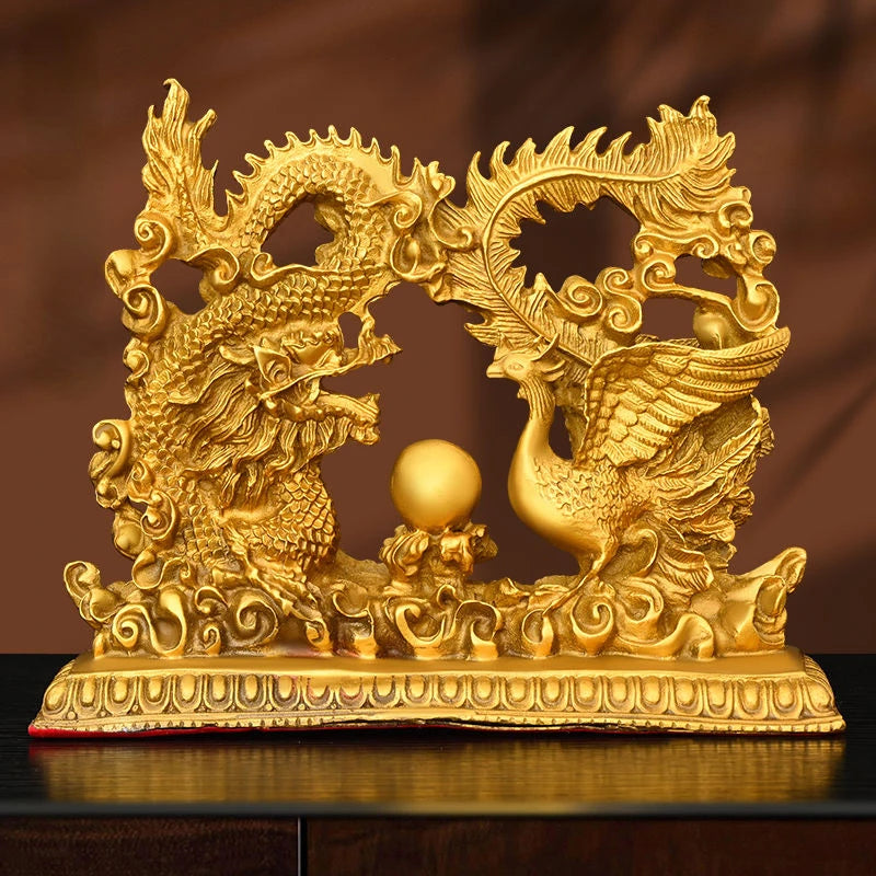 Copper Dragon and Phoenix Chengxiang Home Living Room Bedroom Decoration Creative Wedding Gifts