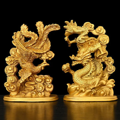 Copper Dragon and Phoenix Chengxiang Home Living Room Bedroom Decoration Creative Wedding Gifts