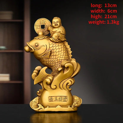 Copper Feng Shui Fish Ornaments Golden Girls Yearly Home Office Desktop Figurines Crafts
