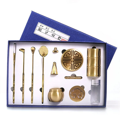 Copper Incense Burner DIY Incense Seal Mold Tools Kit Set for Home Fragrance Aromatherapy Yoga Office Relax