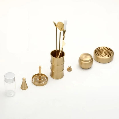 Copper Incense Burner DIY Incense Seal Mold Tools Kit Set for Home Fragrance Aromatherapy Yoga Office Relax
