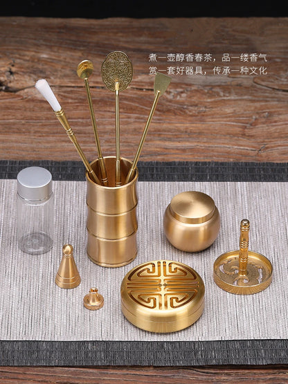 Copper Incense Burner DIY Incense Seal Mold Tools Kit Set for Home Fragrance Aromatherapy Yoga Office Relax