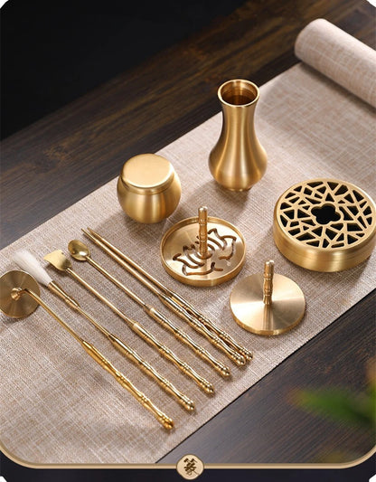Copper Incense Burner DIY Incense Seal Mold Tools Kit Set for Home Fragrance Aromatherapy Yoga Office Relax