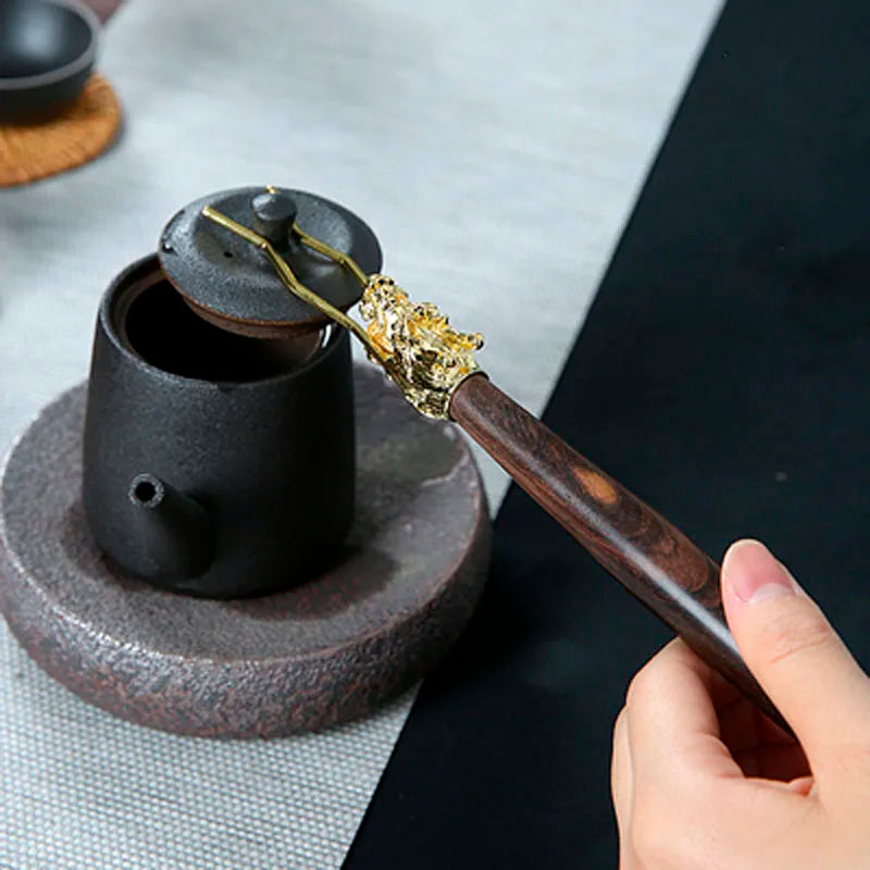 Copper Kettle with Dragon Head, Pot Fork, Ebony Wood, Tea Ceremony Accessories, Dedicated Fork