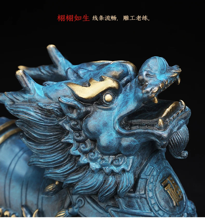 Copper Kirin dragon statue placed pieces of Feng Shui home decoration  hotel office family decoration accessories home decor