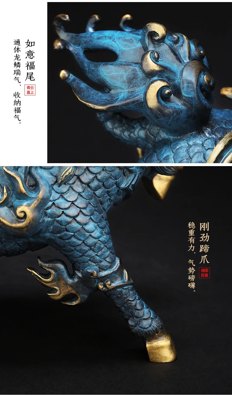Copper Kirin dragon statue placed pieces of Feng Shui home decoration  hotel office family decoration accessories home decor