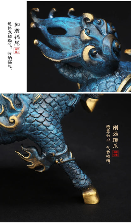 Copper Kirin dragon statue placed pieces of Feng Shui home decoration  hotel office family decoration accessories home decor