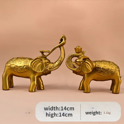 Copper Lucky Animal Elephant Ornament Yuanbao Ruyi Water Absorbing Home Office Desktop Miniatures Gift