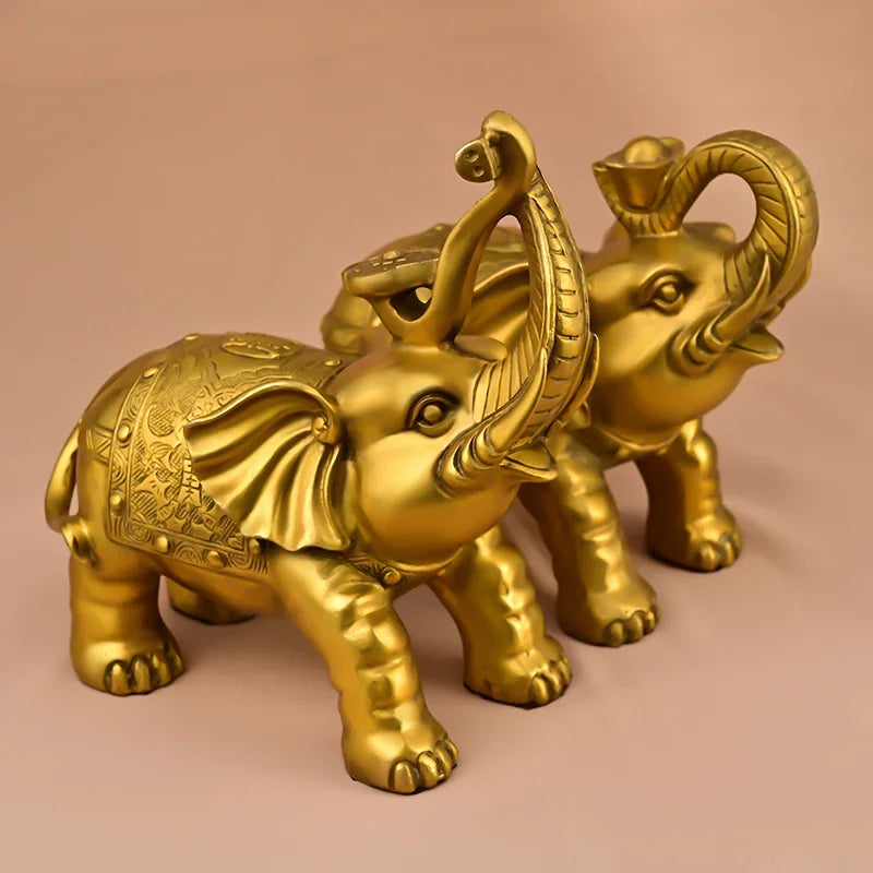 Copper Lucky Animal Elephant Ornament Yuanbao Ruyi Water Absorbing Home Office Desktop Miniatures Gift