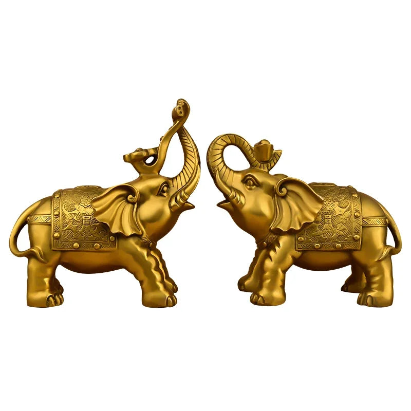Copper Lucky Animal Elephant Ornament Yuanbao Ruyi Water Absorbing Home Office Desktop Miniatures Gift