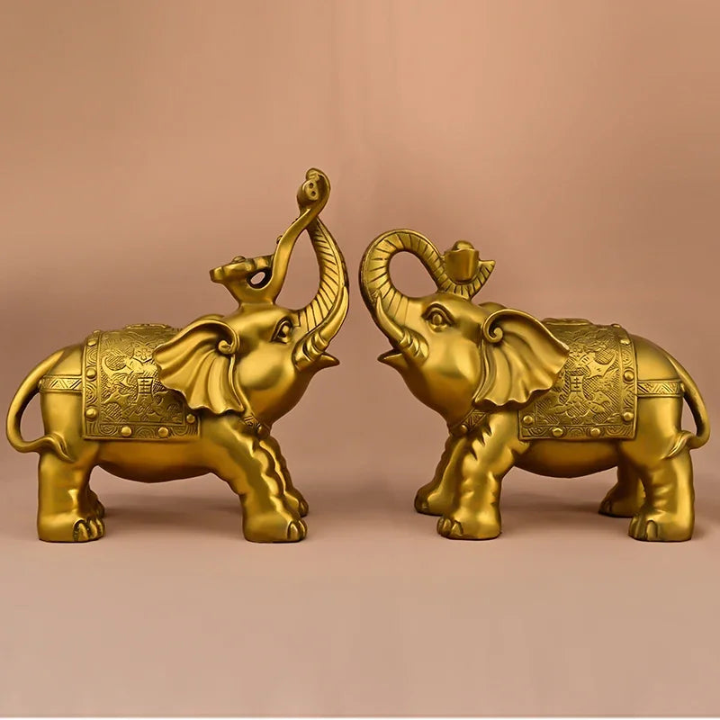 Copper Lucky Animal Elephant Ornament Yuanbao Ruyi Water Absorbing Home Office Desktop Miniatures Gift