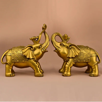 Copper Lucky Animal Elephant Ornament Yuanbao Ruyi Water Absorbing Home Office Desktop Miniatures Gift