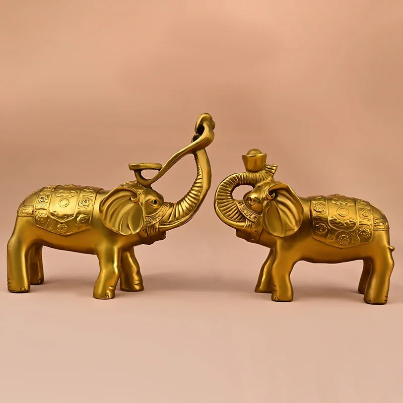 Copper Lucky Animal Elephant Ornament Yuanbao Ruyi Water Absorbing Home Office Desktop Miniatures Gift