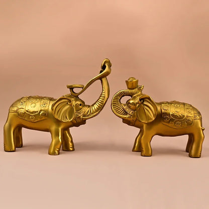 Copper Lucky Animal Elephant Ornament Yuanbao Ruyi Water Absorbing Home Office Desktop Miniatures Gift
