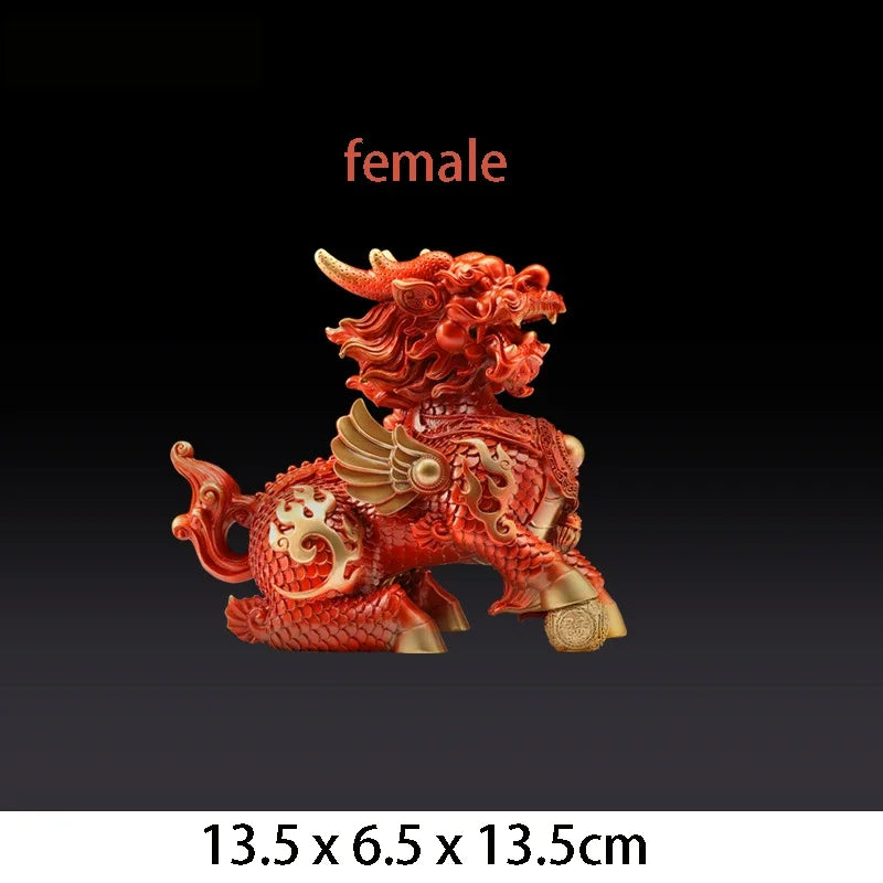 Copper Lucky Fire Kirin Unicorn Ornaments Company Office Home Living Room Decoration Crafts Statue Sculptures