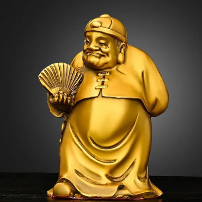 Copper Lucky God of Fortune Ornaments Home Living Room Study Office Desktop Statue Decoration Crafts