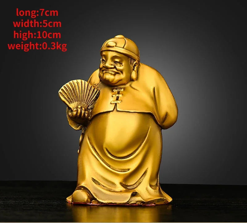 Copper Lucky God of Fortune Ornaments Home Living Room Study Office Desktop Statue Decoration Crafts