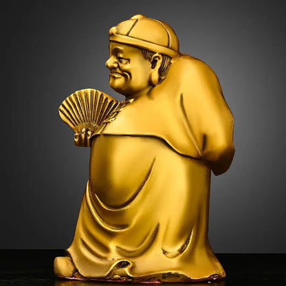 Copper Lucky God of Fortune Ornaments Home Living Room Study Office Desktop Statue Decoration Crafts