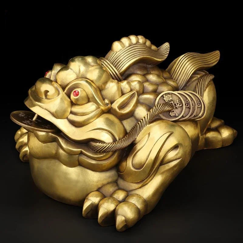 Copper Lucky Gold Toad Ornaments Attract Wealth Unicorn Living Room Entrance Office Store Opening Sculptures