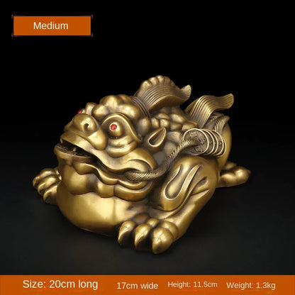 Copper Lucky Gold Toad Ornaments Attract Wealth Unicorn Living Room Entrance Office Store Opening Sculptures