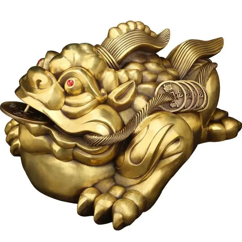 Copper Lucky Gold Toad Ornaments Attract Wealth Unicorn Living Room Entrance Office Store Opening Sculptures
