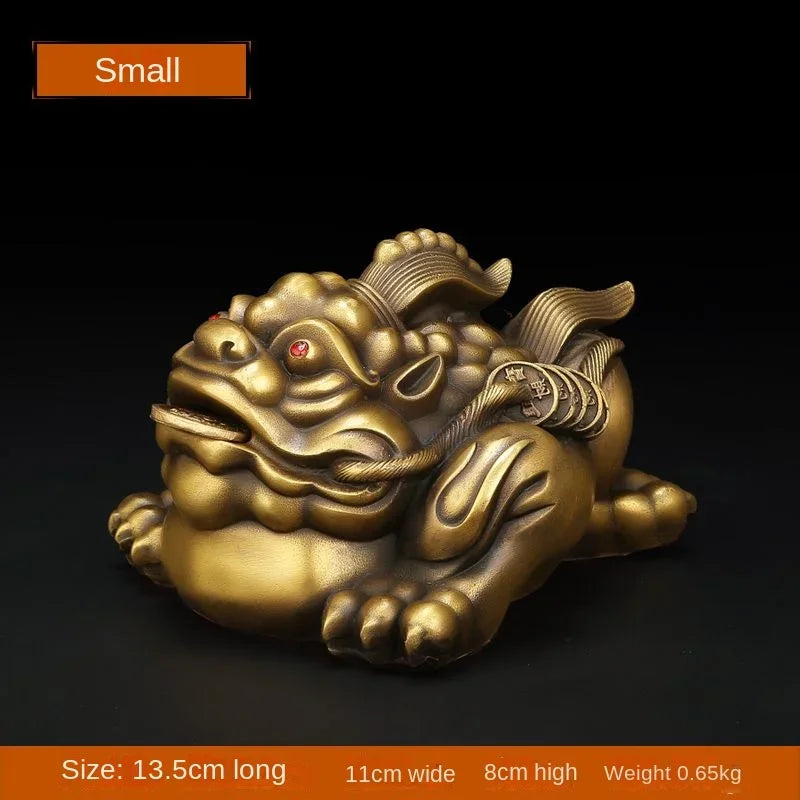 Copper Lucky Gold Toad Ornaments Attract Wealth Unicorn Living Room Entrance Office Store Opening Sculptures