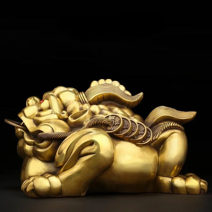 Copper Lucky Gold Toad Ornaments Attract Wealth Unicorn Living Room Entrance Office Store Opening Sculptures