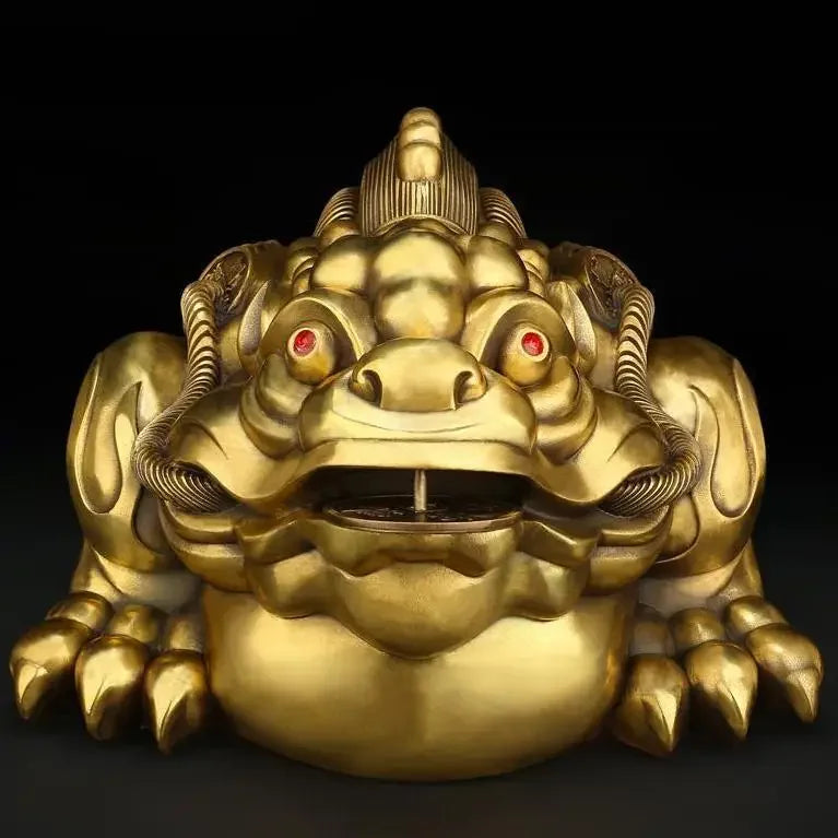 Copper Lucky Gold Toad Ornaments Attract Wealth Unicorn Living Room Entrance Office Store Opening Sculptures