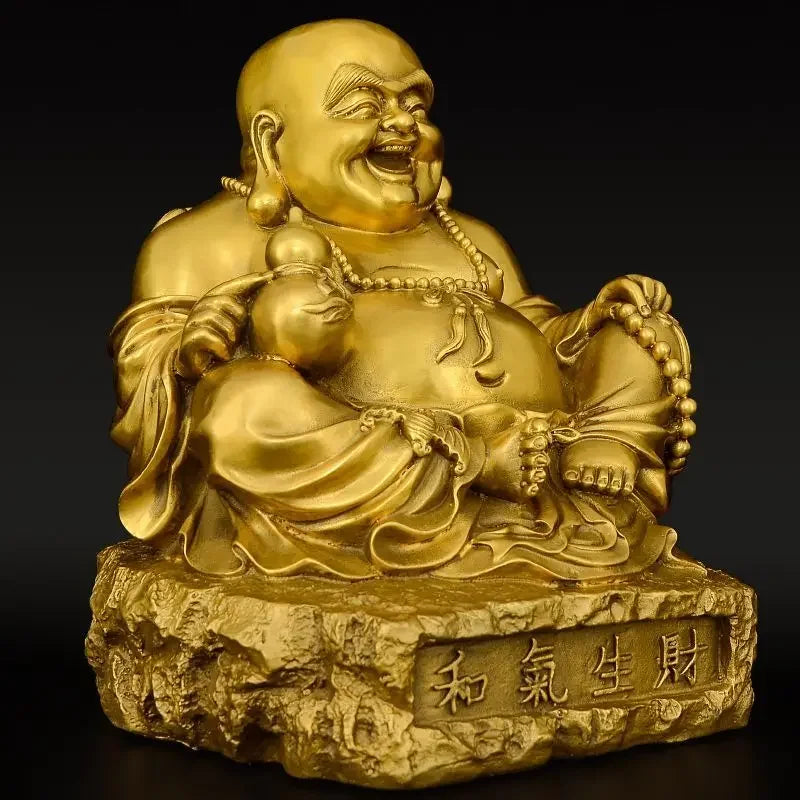 Copper Lucky Maitreya Buddha Ornament Laughing Buddha Statue for Home Use Big Belly Bodhisattva Sculptures