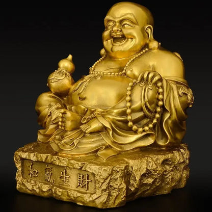Copper Lucky Maitreya Buddha Ornament Laughing Buddha Statue for Home Use Big Belly Bodhisattva Sculptures