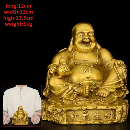 Copper Lucky Maitreya Buddha Ornament Laughing Buddha Statue for Home Use Big Belly Bodhisattva Sculptures