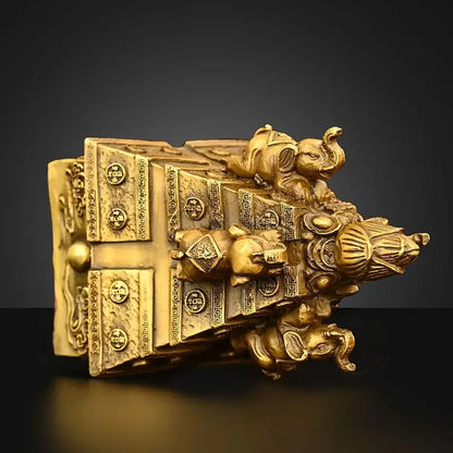 Copper Lucky Wealth Figurine Four Elephant Wealth Ornaments Home Office Desktop Decoration Crafts