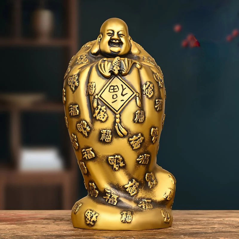 Copper Maitreya Buddha's Ornaments Creative Figures Bronze Statues Copper Crafts Home Decoration Study Entrance Placement