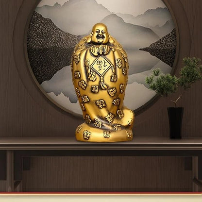 Copper Maitreya Buddha's Ornaments Creative Figures Bronze Statues Copper Crafts Home Decoration Study Entrance Placement