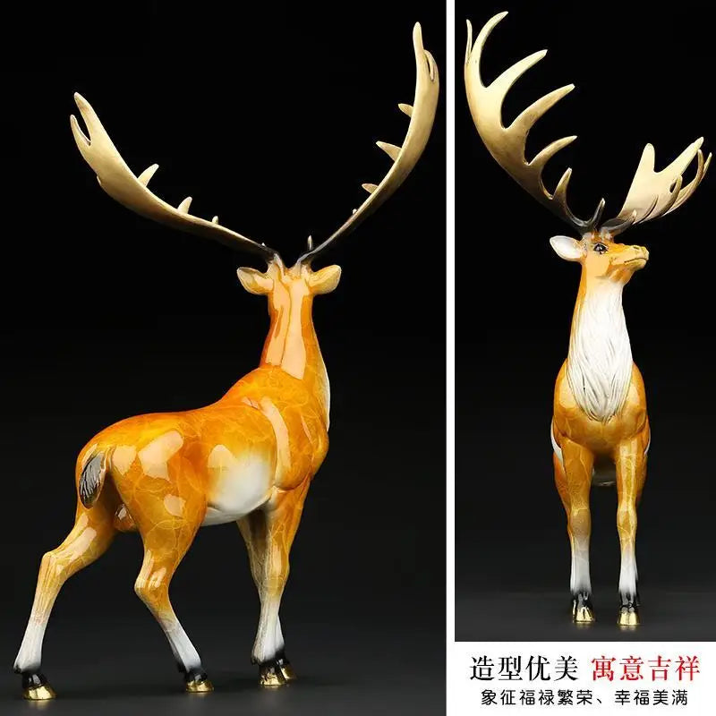 Copper Milu deer statue placed pieces of Feng Shui home decoration  hotel office family decoration accessories home decor
