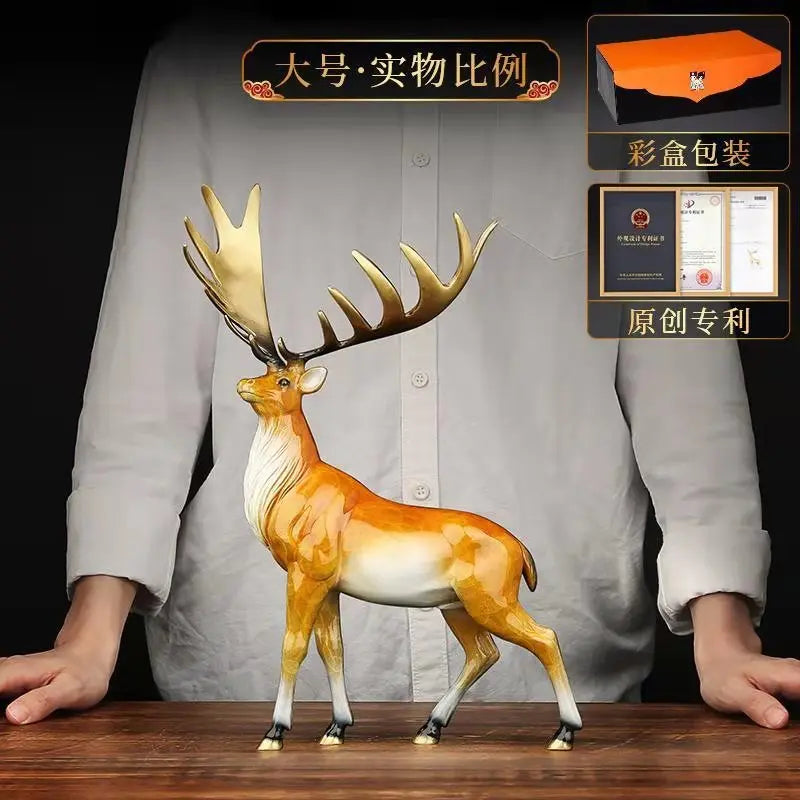 Copper Milu deer statue placed pieces of Feng Shui home decoration  hotel office family decoration accessories home decor