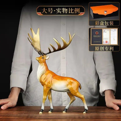 Copper Milu deer statue placed pieces of Feng Shui home decoration  hotel office family decoration accessories home decor