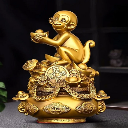 Copper Monkey Ornaments Pure Copper Pot of Treasure Ruyi Monkey Living Room Office Decorations