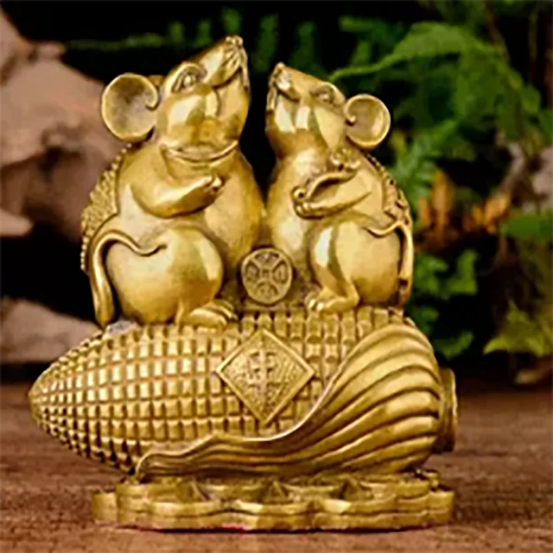 Copper Mouse Decoration Brass Zodiac Rat Gold Mouse Cute Little Mouse Living Room Rat Year Decoration