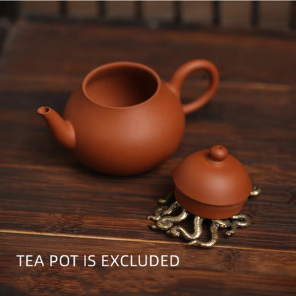 Copper Octopus Statue Tea Pet Microlandscape Holder for Lid of Pot Gaiwan Creative Table Decoration Lovely Mascot Free Standing