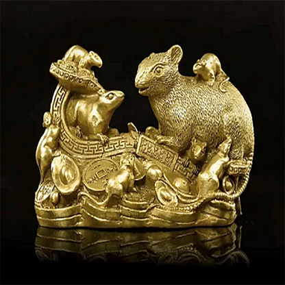 Copper Ruyi Nine Mouse Decoration Money Mouse Zhaocai Home Decoration Living Room Decoration