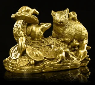 Copper Ruyi Nine Mouse Decoration Money Mouse Zhaocai Home Decoration Living Room Decoration