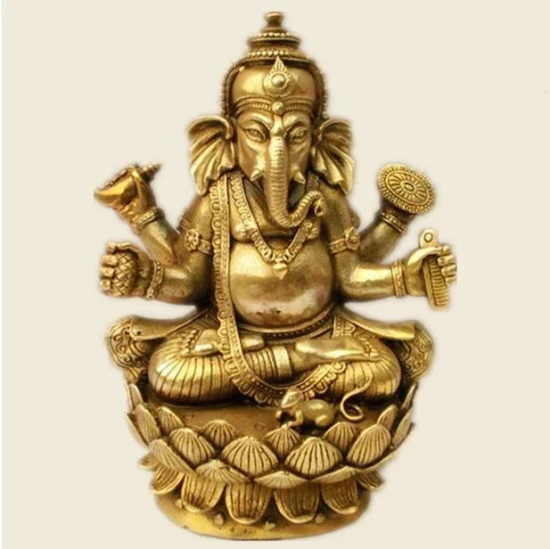 Copper Satue Tibetan Buddhism, Tantra, Ganesha, Geneisha, elephant headed God, Statue, buddha figure, figurine, God of victory