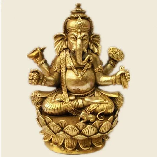 Copper Satue Tibetan Buddhism, Tantra, Ganesha, Geneisha, elephant headed God, Statue, buddha figure, figurine, God of victory