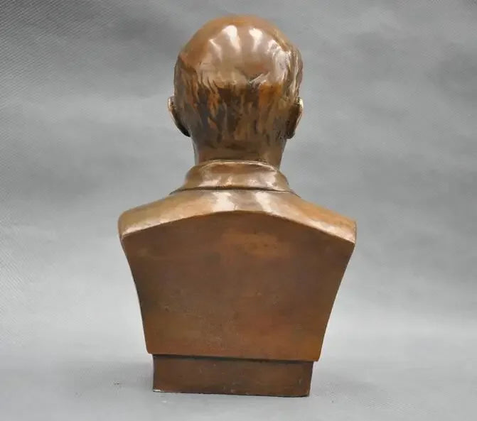 Copper Statue 7'' Soviet Leader Vladimir Ilyich Ulyanov Lenin Bust Bronze Statue