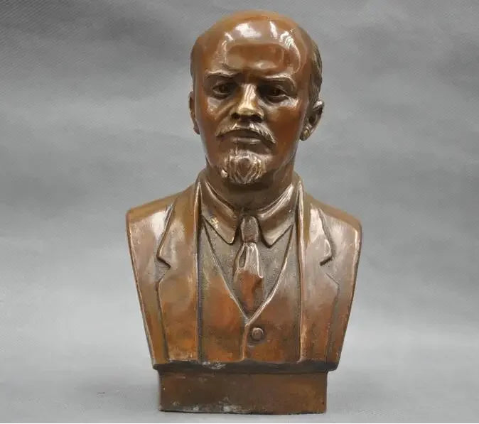 Copper Statue 7'' Soviet Leader Vladimir Ilyich Ulyanov Lenin Bust Bronze Statue