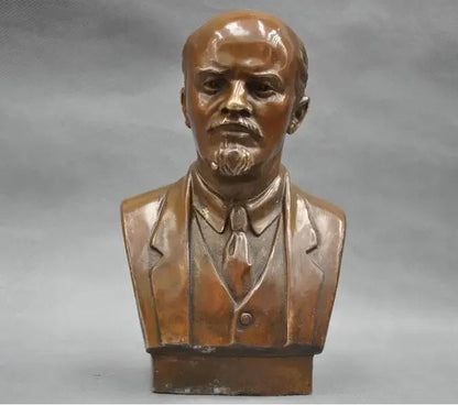 Copper Statue 7'' Soviet Leader Vladimir Ilyich Ulyanov Lenin Bust Bronze Statue